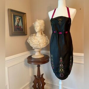 Vintage 20s Hand Embroidered Pin-Up Apron BURLESQUE Edwardian Flapper Dress Sexy